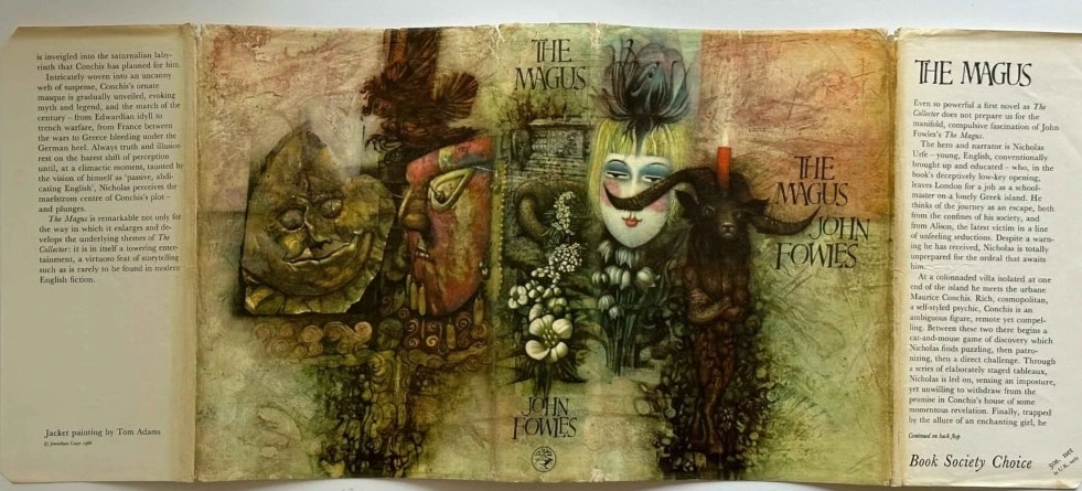 cover of the 1966 first UK edition of The Magus by John Fowles, featuring the iconic surrealist design.