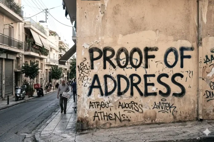A high-resolution photo of a weathered urban wall in Kypseli, Athens, featuring the words 