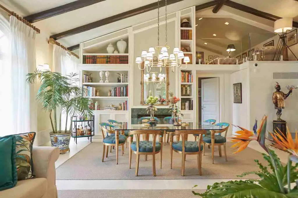Renovated living room featuring a mezzanine level for optimized space.