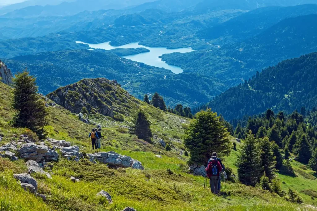The rugged and pristine mountain peaks of the Agrafa range.