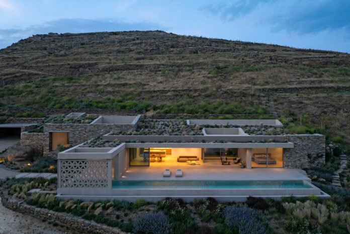 Panoramic view of a building plot in Dyo Choria, Tinos.