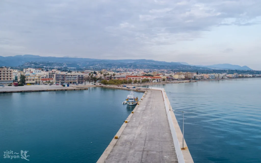 Kiato seafront and city view, Gulf of Corinth, Corinthia, Greece