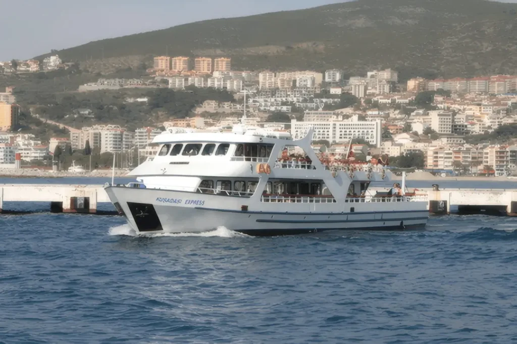 Passenger ferry operating between Kusadasi in Turkey and the Greek island of Samos across the Aegean Sea.