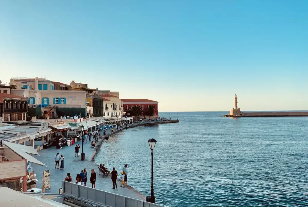 Chania's harbour lighthouse at the entrance to the old port.